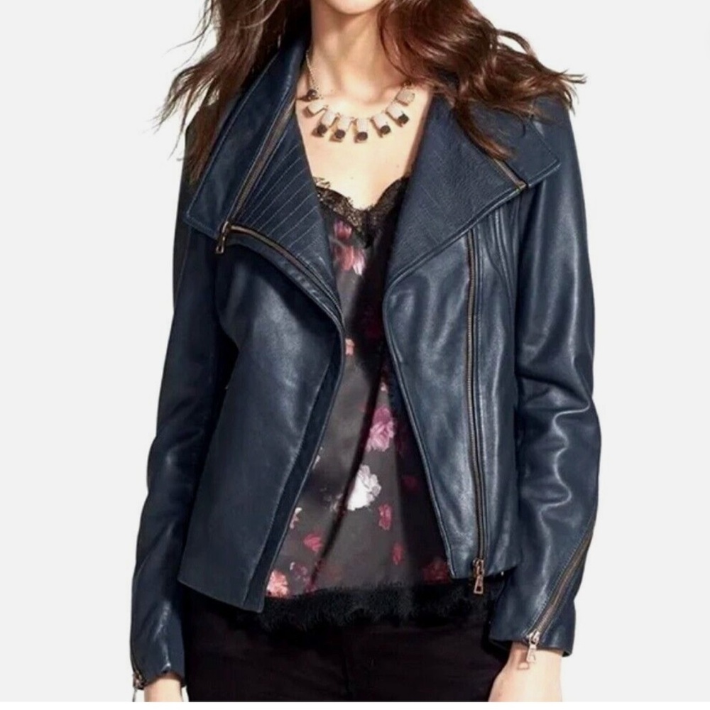 New Sam Edelman lambskin leather moto jacket XS